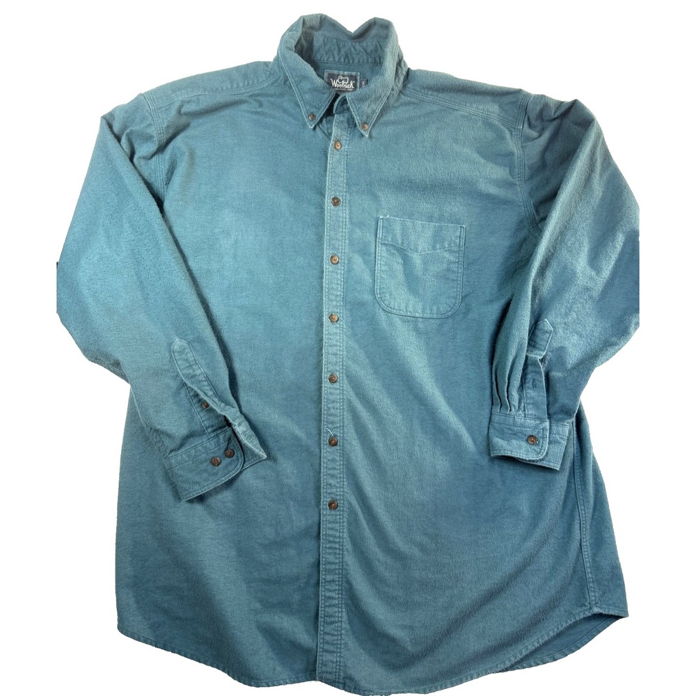 Vintage Woolrich Shirt Mens 2XL Blue Cotton Flannel Button Up USA Western Gorp